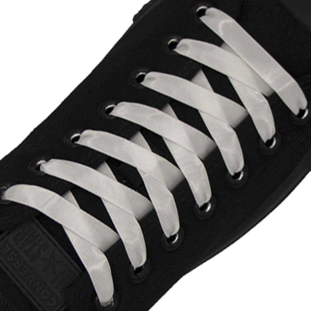 white satin shoelaces