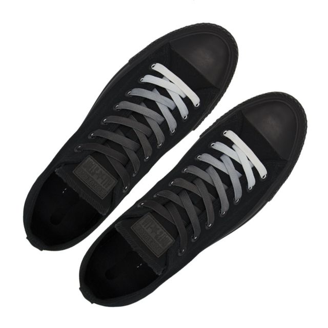 Length: 110cm | Width: 10mm | Black Faded Shoelace Flat