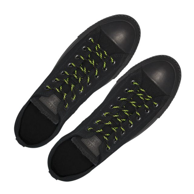 Black with Green Spots - Round Spotted Shoelace - Length 120cm Ø4mm