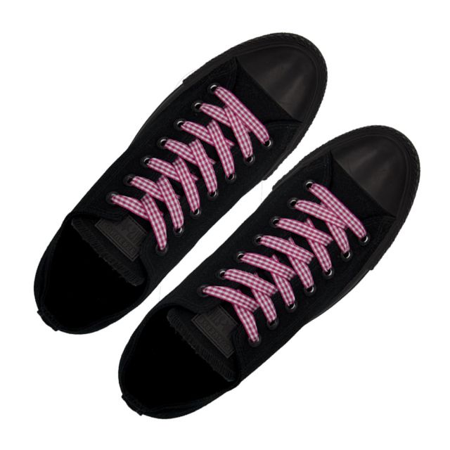 Check Shoelace - Hot Pink 120cm Length 1cm Width Flat