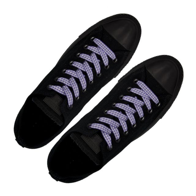 Check Shoelace - Purple 120cm Length 1cm Width Flat