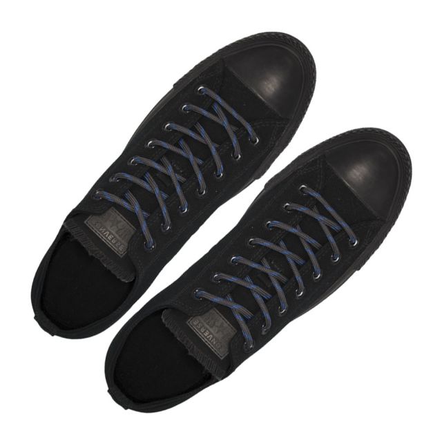 Dark Grey with Blue Spots - Round Spotted Shoelace - Length 120cm Ø4mm