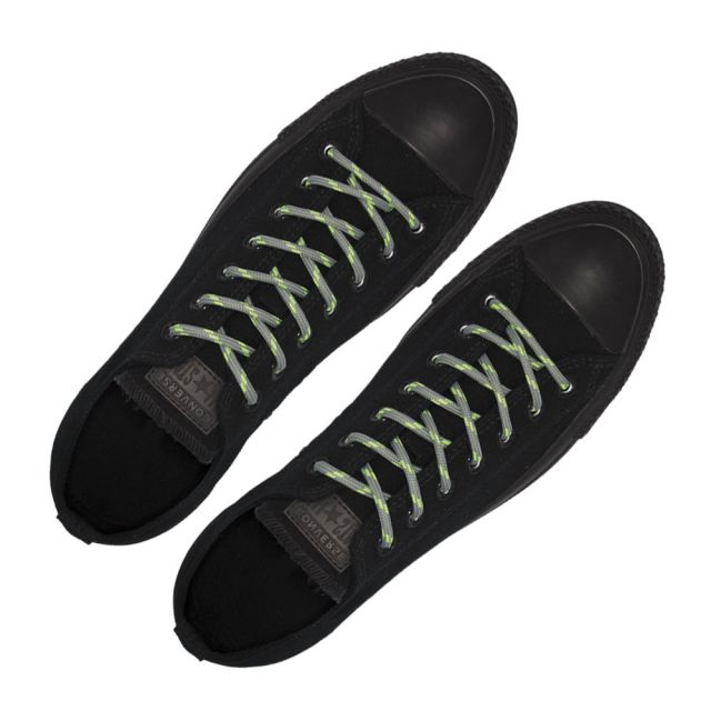 Grey with Green Spots - Round Spotted Shoelace - Length 120cm Ø4mm