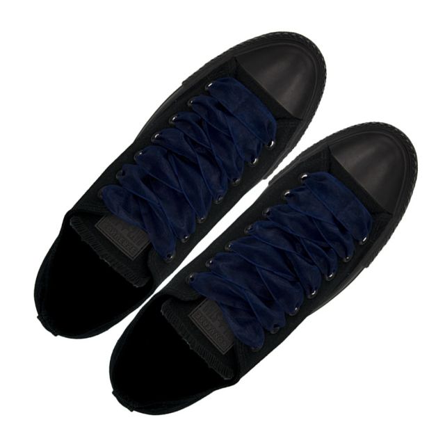 Organza Shoelaces - Navy Blue 120cm Length 2.5cm Width Flat