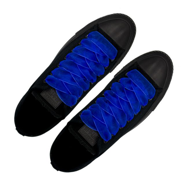 Organza Shoelaces - Royal Blue 120cm Length 2.5cm Width Flat