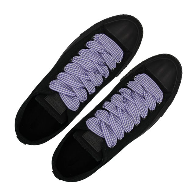 Plaid Shoelace Checkered Medium - Purple Flat Length 120cm Width 2.5cm