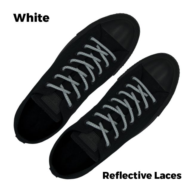 Reflective Shoelaces Round White 100 cm - Ø5mm Dash