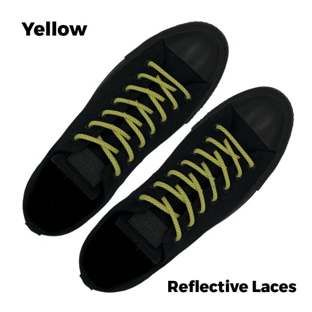 Reflective Shoelaces Round Yellow 100 cm - Ø5mm Dash