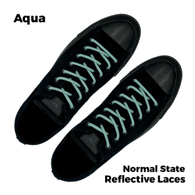 Reflective Shoelaces Round Aqua 100 cm - Ø5mm Cross
