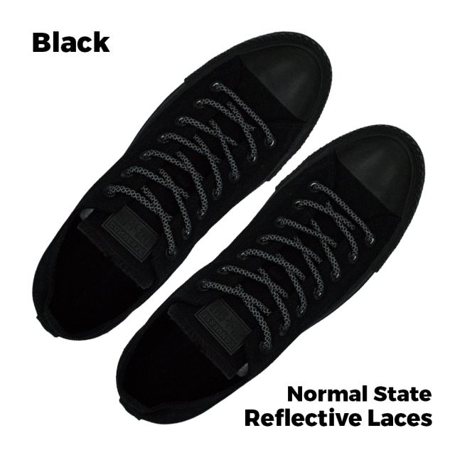 Reflective Shoelaces Round Black 100 cm - Ø5mm Cross