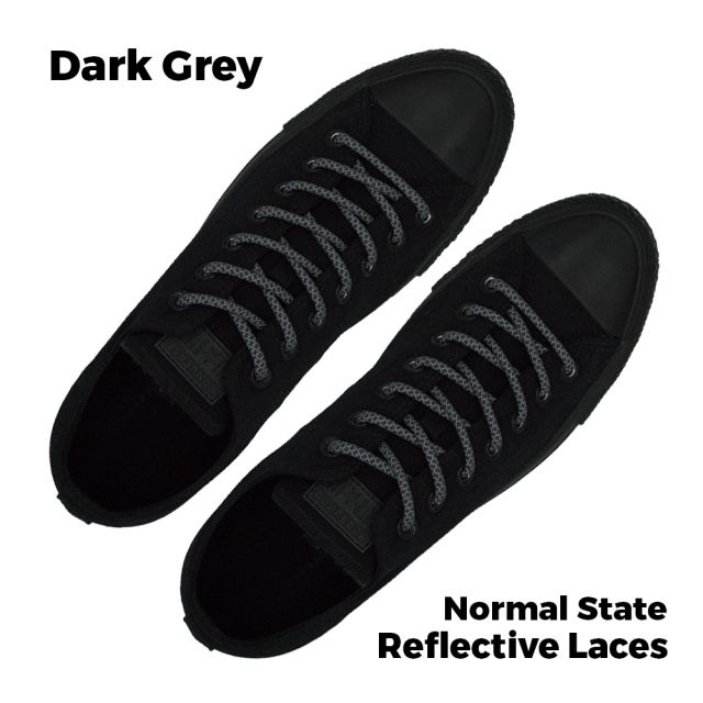 Reflective Shoelaces Round Dark Grey 100 cm - Ø5mm Cross