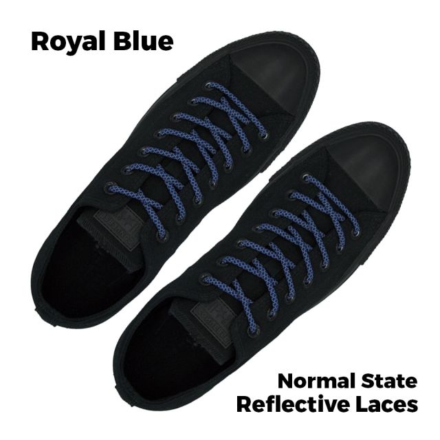Reflective Shoelaces Round Royal Blue 100 cm - Ø5mm Cross