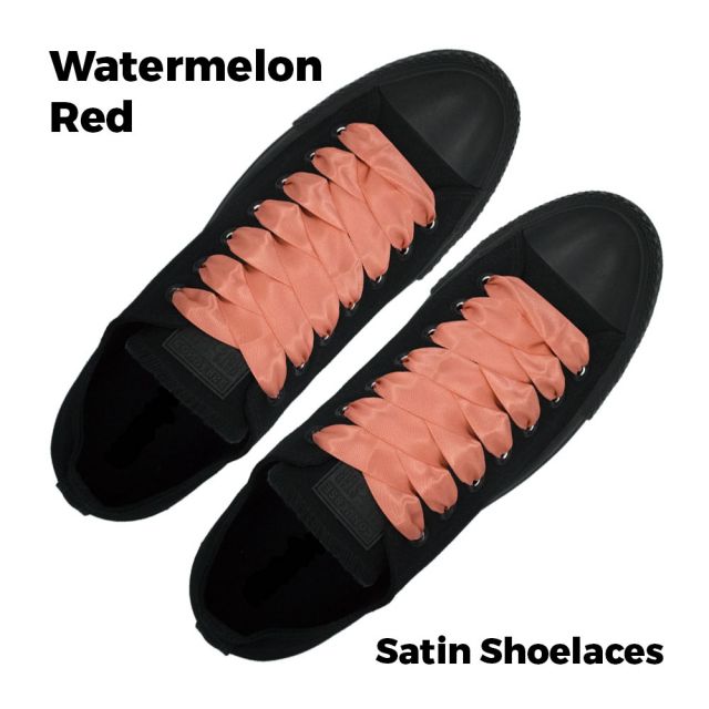 Satin Ribbon Shoelaces Flat Passion Watermelon Red - 100cm Length - 2cm Width