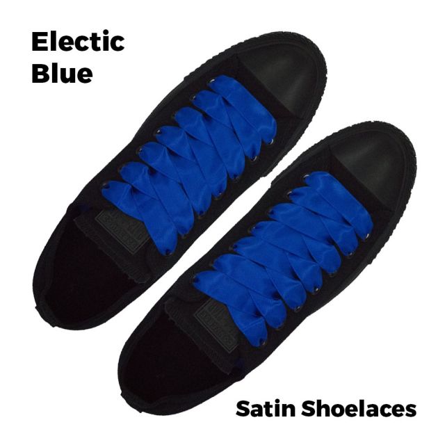 Satin Ribbon Shoelaces Flat Electric Blue - 100cm Length - 2cm Width