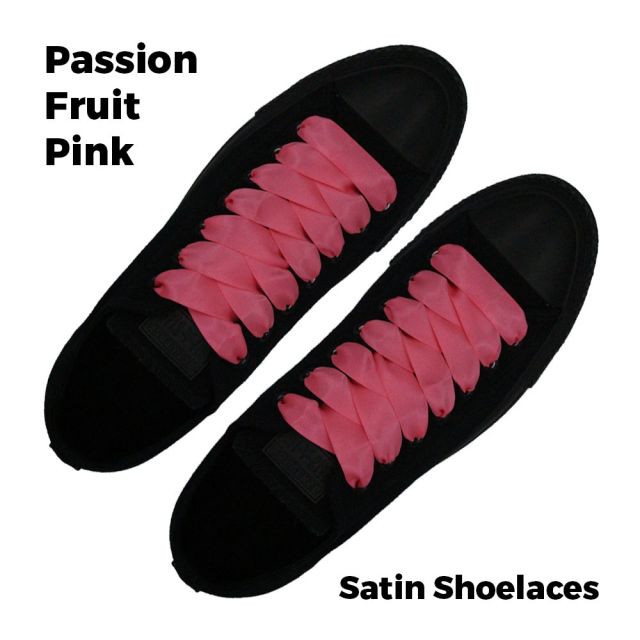 Satin Ribbon Shoelaces Flat Passion Fruit Pink - 100cm Length - 2cm Width