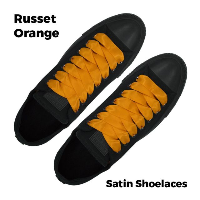 Satin Ribbon Shoelaces Flat Russet Orange - 100cm Length - 2cm Width