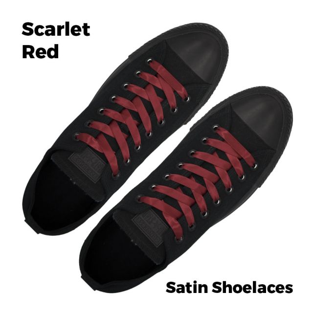 Satin Ribbon Shoelaces Flat Scarlet Red - 100cm Length - 1cm Width