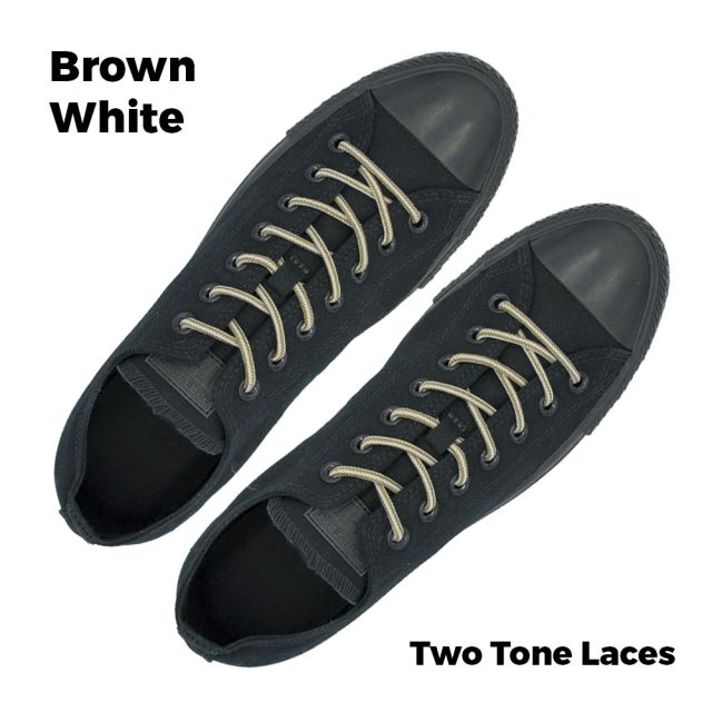 Two Tone Bootlace Shoelace Brown White 100cm - Ø4mm