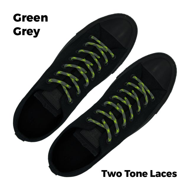Two Tone Bootlace Shoelace Green Grey 100cm - Ø5mm