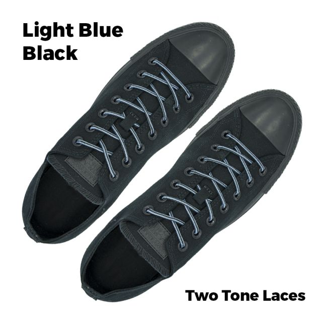 Two Tone Bootlace Shoelace Light Blue Black 100cm - Ø4mm