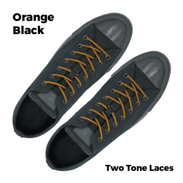 Two Tone Bootlace Shoelace Orange Black 100cm - Ø4mm