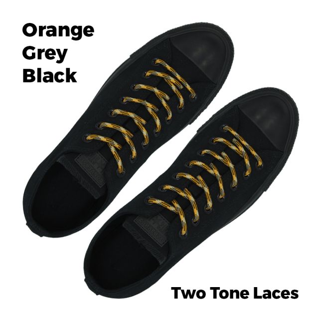 Two Tone Bootlace Shoelace Orange Black 100cm - Ø5mm