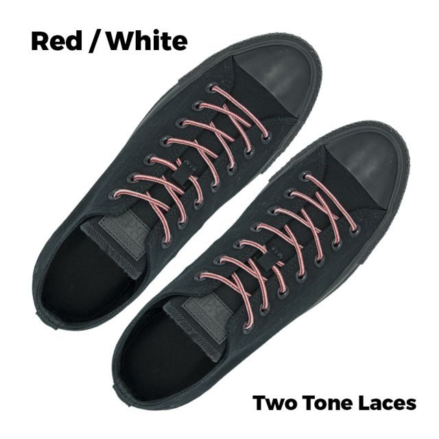 Two Tone Bootlace Shoelace Red White 100cm - Ø4mm