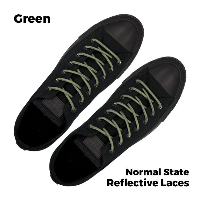 Two Tone Reflective Bootlace Shoelace Green Grey 100cm - Ø4mm STRIPE