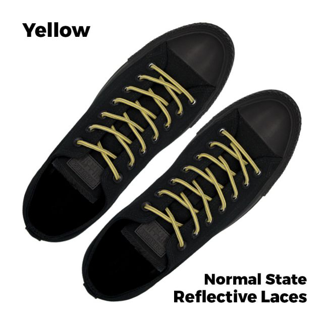 Two Tone Reflective Bootlace Shoelace Yellow Grey 100cm - Ø4mm STRIPE