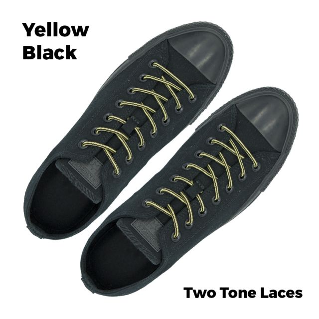 Two Tone Bootlace Shoelace Yellow Black 120cm