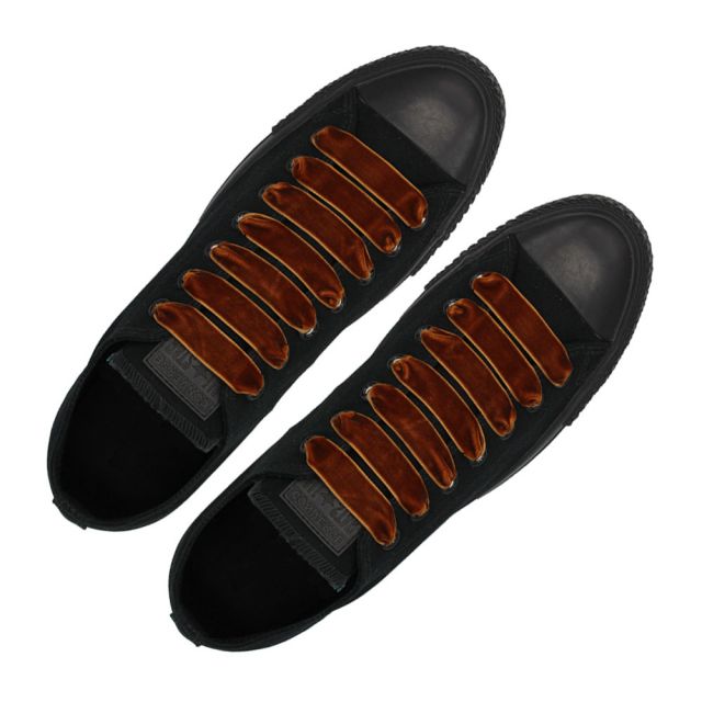 Velvet Ribbon Shoelaces - Brown L: 80cm W: 1.5cm Coolnice