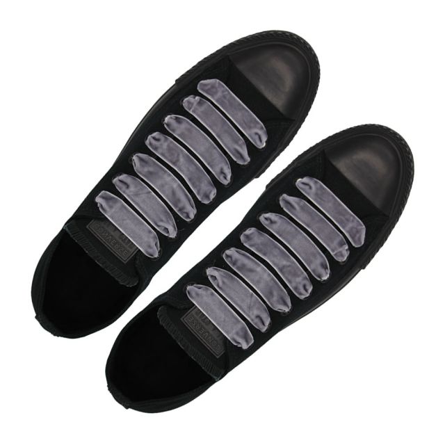 Velvet Ribbon Shoelaces - Grey L: 80cm W: 1.5cm oFashion
