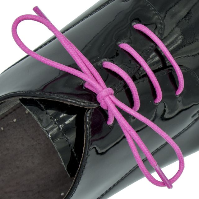 Waxed Cotton Dress Shoelaces - Pink 60cm Length 2mm Round