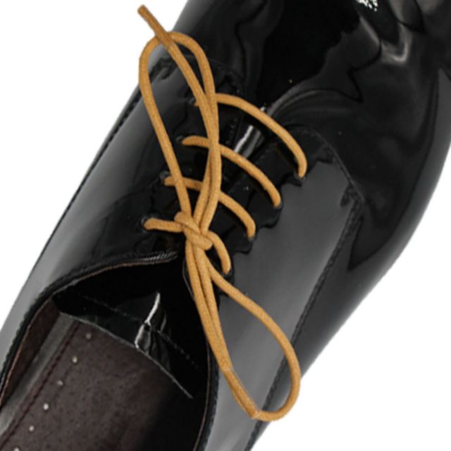 Waxed Cotton Dress Shoelaces - Light Brown 60cm Length 2mm Round